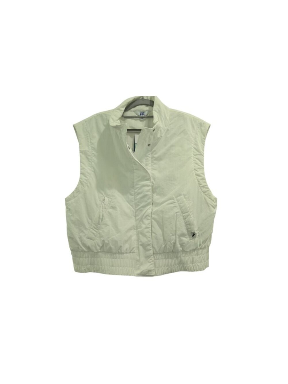 NWT JoyLab Cropped Fit Mock Neck Snap Front Vest Sz M White Lightweight Pockets